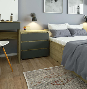 KOMODA CL3 3SZ CLP DĄB ARTISAN / SZARY