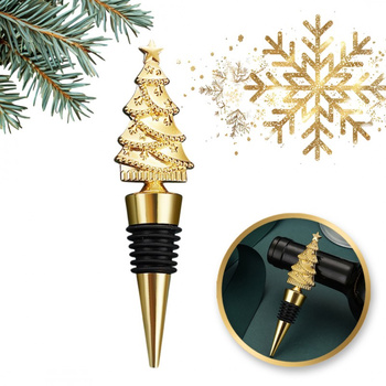 Korek, zatyczka do wina złota świąteczna CHOINKA BOŻE NARODZENIE AB06