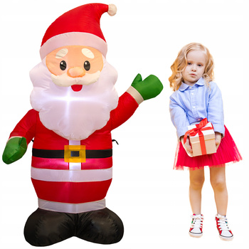 MIKOŁAJ nadmuchiwany ŚWIECĄCY DUŻY pompowany LED 125 cm dmuchaniec JUMIhome