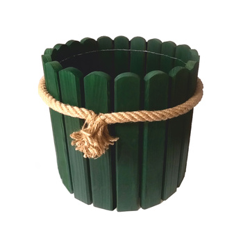 be4nature Doniczka okrągła sosnowa z liną jutową Zielony z liną 33,5 x 20 cm