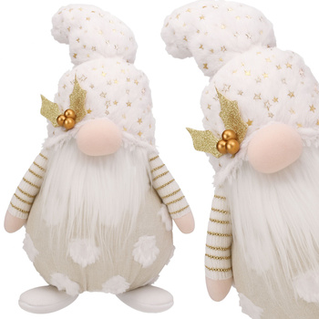 SKRZAT świąteczny KRASNAL gnom 45 cm Mikołaj DUŻY biały Świecący JUMIhome