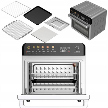 Piekarnik elektryczny TurboTronic termoobieg frytownica piec do pizzy grill 350°c 34L Srebrny