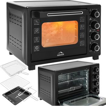 Piekarnik elektryczny Gerhaus 45L 2000W termoobieg rożno grill suszarka do grzybów i owoców dehydrator 2w1 Czarny