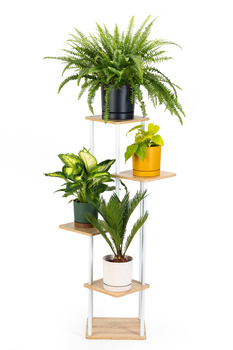 Kwietnik stojący metalowy PALACE - biały stojak na 5 donic