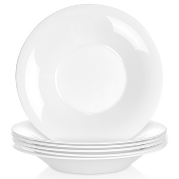 Talerze obiadowe głębokie szklane białe 21,5 cm, 400 ml 6 szt.