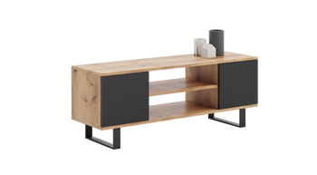 Szafka RTV 155 cm loft dąb craft złoty - czarny