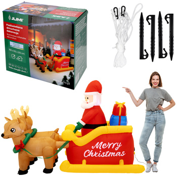 Mikołaj nadmuchiwany Dekoracja Świąteczna Sanie Renifer dmuchaniec JUMIhome