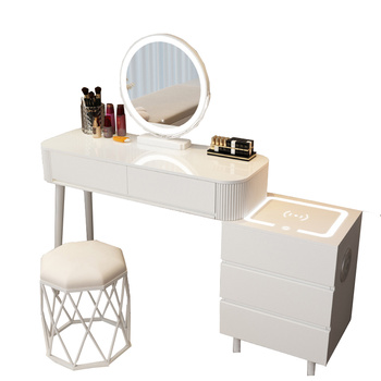 Toaletka kosmetyczna LED z ladowarką indukcyjną/Komplet mebli blat 100 cm Eliza - kolor biały