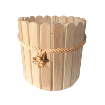 be4nature Doniczka okrągła sosnowa z liną jutową Nieimpregnowana z liną 33,5 x 30 cm