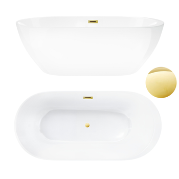 Wanna wolnostojąca 170 x 80 cm - model 208 z pokrywką MIRROR GOLD
