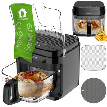 Frytownica beztłuszczowa 5,5L Air Fryer TurboTronic szklany kosz do smażenia 1200W Czarna