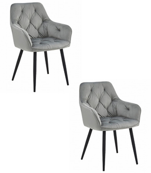 Krzesło JORK - aksamit srebrno-szary / nogi czarne x 2