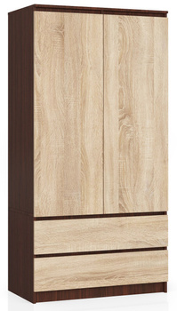 SZAFA S 90 cm 2 DRZWI 2 SZUFLADY PK WENGE / SONOMA