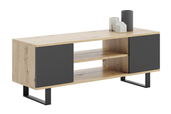 Szafka RTV Focus 135 cm - loft Dąb artisan czarny