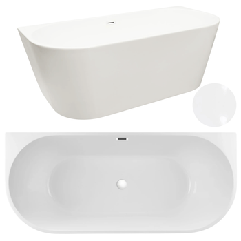 Wanna wolnostojąca przyścienna 170 x 80 cm biała z pokrywką WHITE - model 541