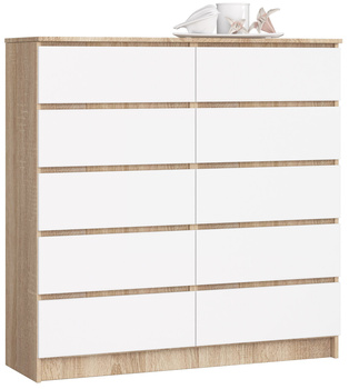 KOMODA K120 10SZ CLP PK DĄB SONOMA / BIAŁY