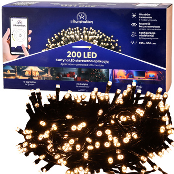 LAMPKI 200LED świąteczne BIAŁE STEROWANE TELEFONEM