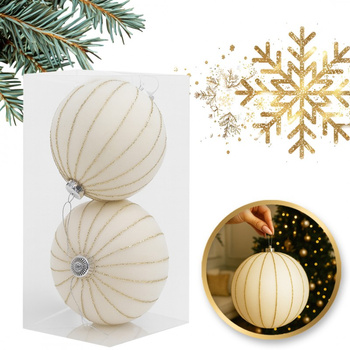 Ozdoba świąteczna biała bombka welurowa XXL 2szt WOZ58