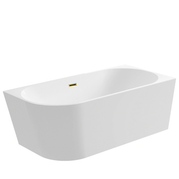 Wanna wolnostojąca narożna prawa 160 x 80 cm biała z pokrywką MIRROR GOLD - model 565