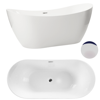 Wanna wolnostojąca 170 x 72 cm biała z pokrywką CHROME - model 602