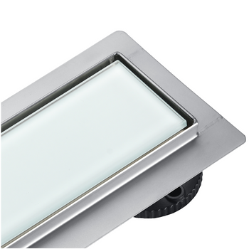 BASIC White Glass Odpływ liniowy z panelem szklanym białym, 60 cm