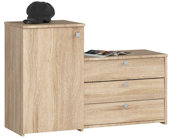 Szafka na buty S16 z komodą 3 uchylne drzwiczki - dąb sonoma