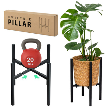 Kwietnik regulowany metalowy PILLAR - czarny stojak na kwiaty