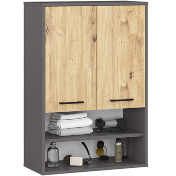 SZAFKA WISZĄCA FIN H934 W64 2D 1P GRAFIT SZARY/DĄB ARTISAN