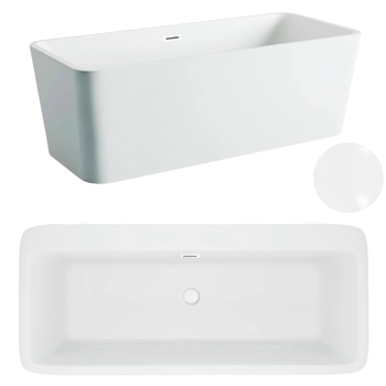 Wanna wolnostojąca 170 x 80 cm biała z pokrywką WHITE - model 596