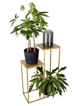Kwietnik metalowy loft 2-pozycyjny złoty