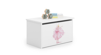 Skrzynia na zabawki Daria biała z nadrukiem Księżniczka