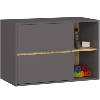 SZAFKA ŁAZIENKOWA POD UMYWALKĘ VAMI W 90 cm 2 SZUFLADY GRAFIT SZARY / DĄB ARTISAN