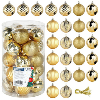 Bombki choinkowe nietłukące złote 6 cm 25 szt.