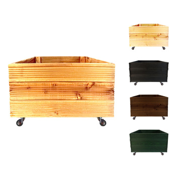 be4nature Doniczka kwadratowa modrzewiowa z kołami Naturalna 50 x 53 cm