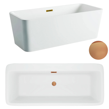 Wanna wolnostojąca 170 x 80 cm biała z pokrywką COPPER - model 596