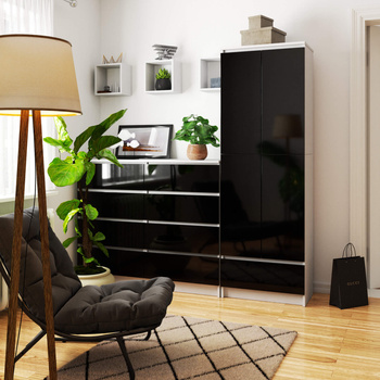 REGAŁ ZAMKNIETY R60 2D 1SZ CLP PK BIAŁY / CZARNY POŁYSK