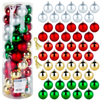 Bombki choinkowe nietłukące srebrne czerwone złote zielone 6 cm 50 szt.