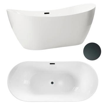 Wanna wolnostojąca 170 x 72 cm biała z pokrywką BLACK- model 602