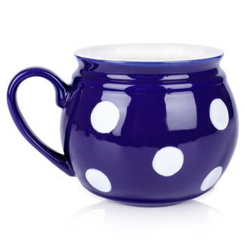 Kubek ceramiczny niebieski w grochy 850 ml