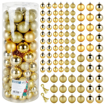 Bombki choinkowe nietłukące złote 4 / 6 cm 100 szt.