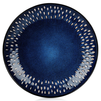 Talerz obiadowy płytki ceramiczny granatowy 28 cm