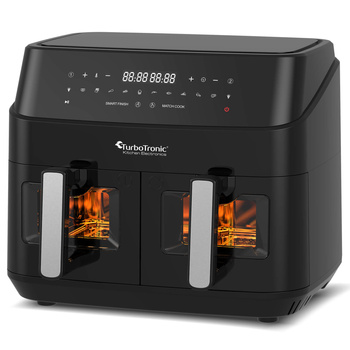 Cyfrowa Frytownica beztłuszczowa TurboTronic dwie komory 2x4,5L 9L z szybą 1600w Czarna
