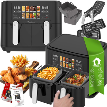 Frytownica beztłuszczowa 9L TurboTronic AIR Fryer 2x4.5L dwie komory metalowe wnętrze 2200w Czarna