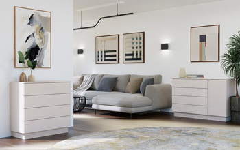 Komoda AMBER 4S Szafka 4 Szuflady Do Sypialni Salonu KASZMIR Beż