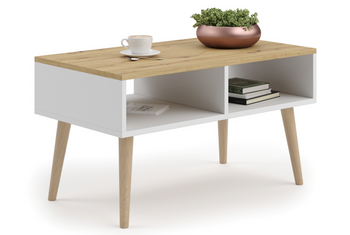 Stolik kawowy Sandi Biały / dąb artisan