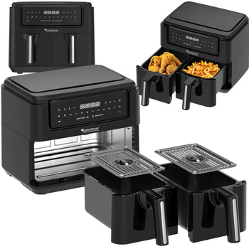 Frytownica beztłuszczowa TurboTronic air fryer dwie komory 2x 3.8L 1750w 7,6L Czarna