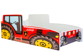 Łożko pojedyncze Traktor czerwony 160x80 z materacem