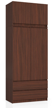SZAFA Z NADSTAWKĄ S 90 cm 2 DRZWI 2 SZUFLADY PK WENGE