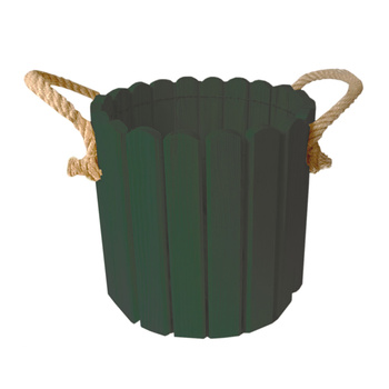 be4nature Doniczka okrągła sosnowa z liną jutową Zielony z uszami 33,5 x 30 cm