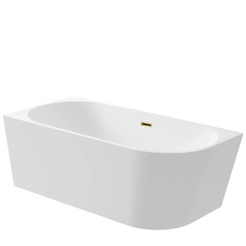 Wanna wolnostojąca narożna lewa 160 x 80 cm biała z pokrywką MIRROR GOLD - model 558